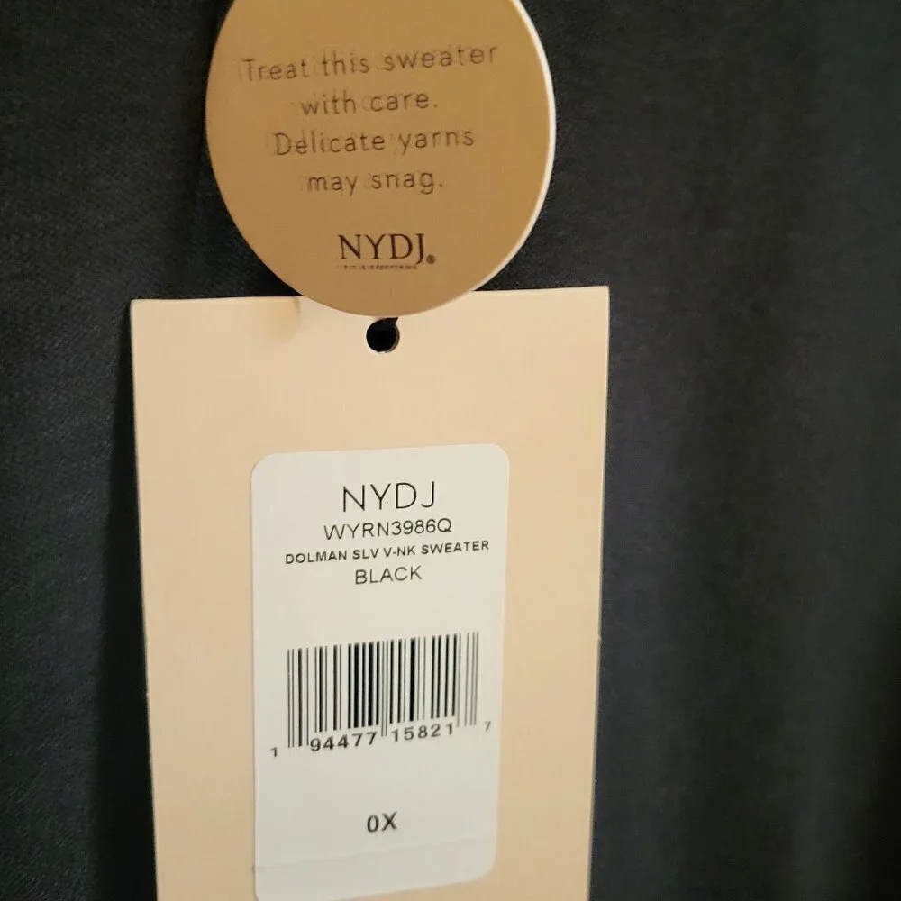 NYDJ Dolman long Sleeve V-neck Black Sweater Size OX NWT - Picture 8 of 13